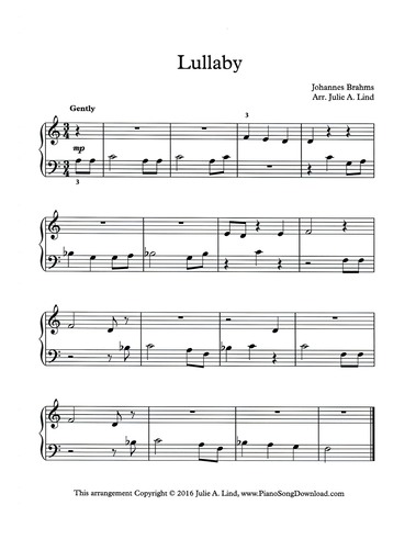 Free sheet music brahms lullaby